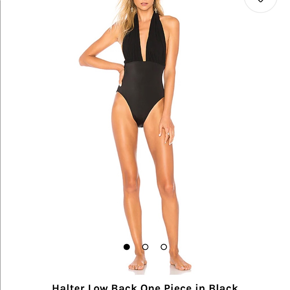 Norma Kamali Low Back Plunge Halter Swimsuit XS black